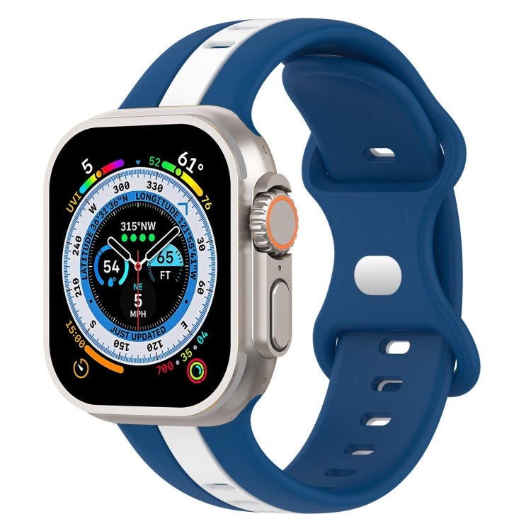 Butterfly Buckle Two-Color Silicone Watch Band For Apple Watch Ultra 49mm