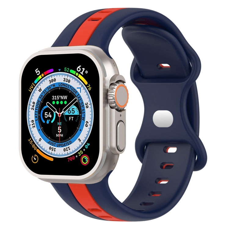 Butterfly Buckle Two-Color Silicone Watch Band For Apple Watch Ultra 49mm