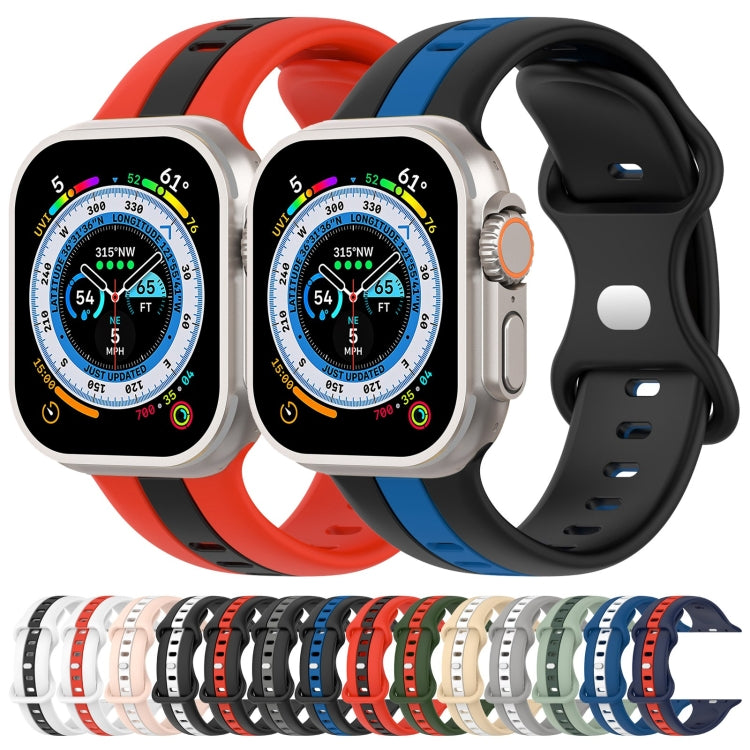 Butterfly Buckle Two-Color Silicone Watch Band For Apple Watch Ultra 49mm