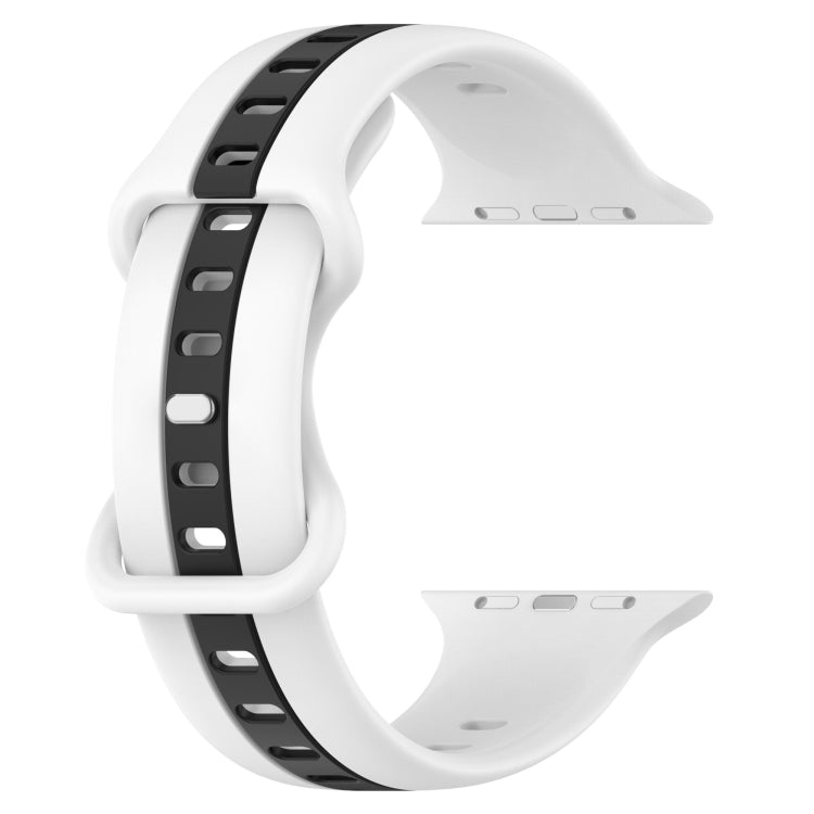 Butterfly Buckle Two-Color Silicone Watch Band For Apple Watch Series 8&7 45mm / SE 2&6&SE&5&4 44mm / 3&2&1 42mm