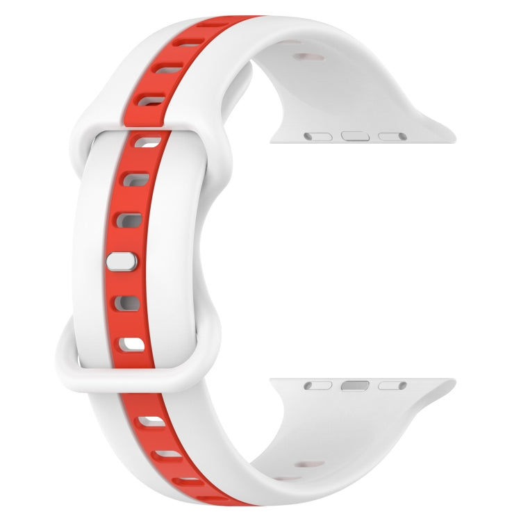 Butterfly Buckle Two-Color Silicone Watch Band For Apple Watch Series 8&7 45mm / SE 2&6&SE&5&4 44mm / 3&2&1 42mm