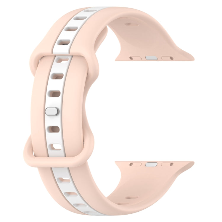 Butterfly Buckle Two-Color Silicone Watch Band For Apple Watch Series 8&7 45mm / SE 2&6&SE&5&4 44mm / 3&2&1 42mm