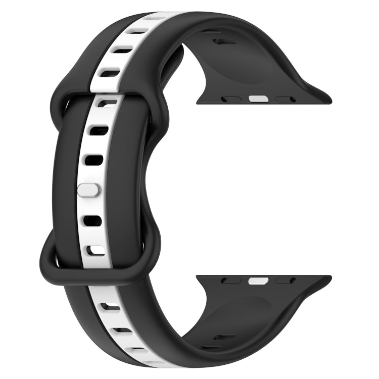 Butterfly Buckle Two-Color Silicone Watch Band For Apple Watch Series 8&7 45mm / SE 2&6&SE&5&4 44mm / 3&2&1 42mm