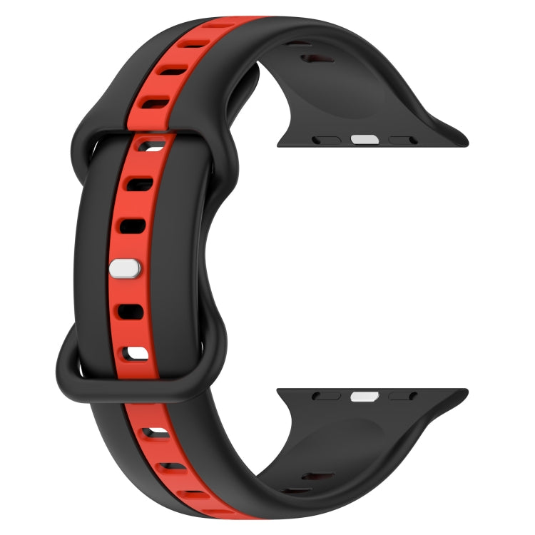 Butterfly Buckle Two-Color Silicone Watch Band For Apple Watch Series 8&7 45mm / SE 2&6&SE&5&4 44mm / 3&2&1 42mm