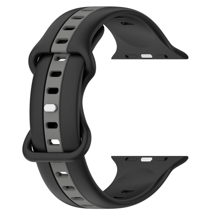 Butterfly Buckle Two-Color Silicone Watch Band For Apple Watch Series 8&7 45mm / SE 2&6&SE&5&4 44mm / 3&2&1 42mm