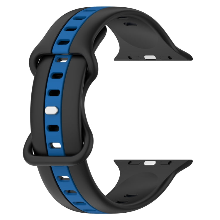 Butterfly Buckle Two-Color Silicone Watch Band For Apple Watch Series 8&7 45mm / SE 2&6&SE&5&4 44mm / 3&2&1 42mm