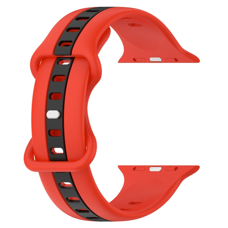 Butterfly Buckle Two-Color Silicone Watch Band For Apple Watch Series 8&7 45mm / SE 2&6&SE&5&4 44mm / 3&2&1 42mm