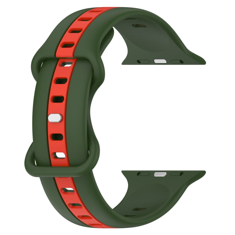 Butterfly Buckle Two-Color Silicone Watch Band For Apple Watch Series 8&7 45mm / SE 2&6&SE&5&4 44mm / 3&2&1 42mm