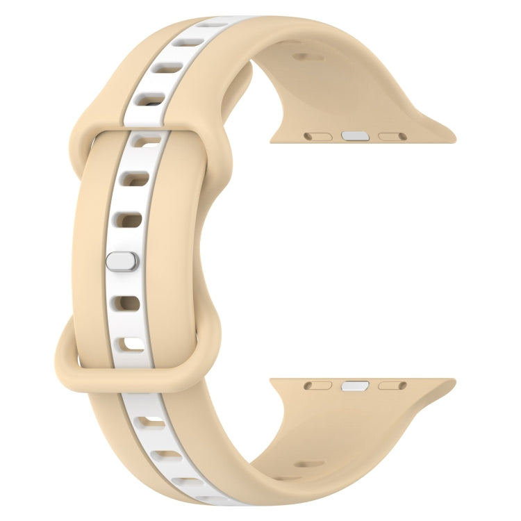 Butterfly Buckle Two-Color Silicone Watch Band For Apple Watch Series 8&7 45mm / SE 2&6&SE&5&4 44mm / 3&2&1 42mm
