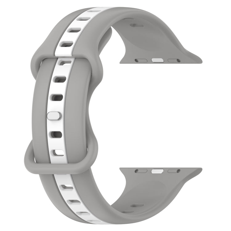 Butterfly Buckle Two-Color Silicone Watch Band For Apple Watch Series 8&7 45mm / SE 2&6&SE&5&4 44mm / 3&2&1 42mm
