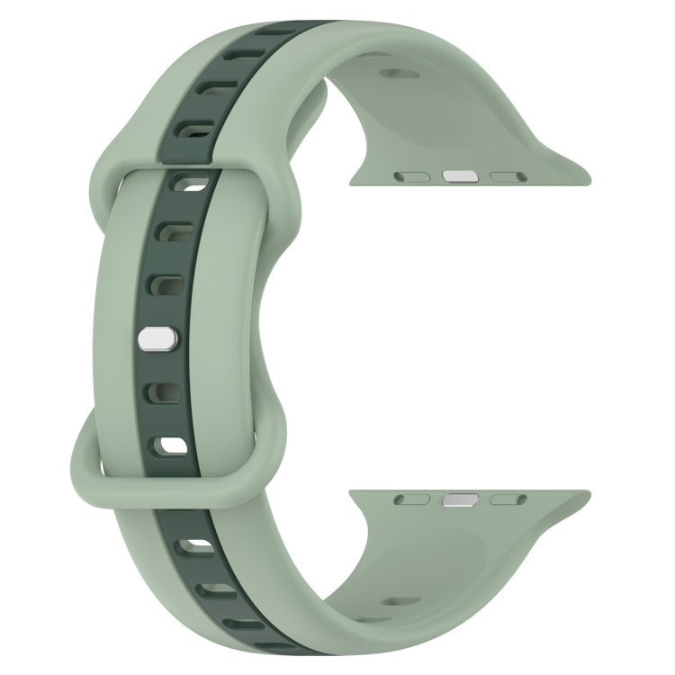 Butterfly Buckle Two-Color Silicone Watch Band For Apple Watch Series 8&7 45mm / SE 2&6&SE&5&4 44mm / 3&2&1 42mm
