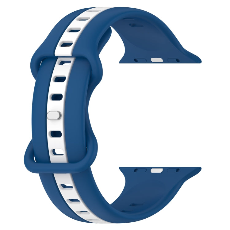 Butterfly Buckle Two-Color Silicone Watch Band For Apple Watch Series 8&7 45mm / SE 2&6&SE&5&4 44mm / 3&2&1 42mm