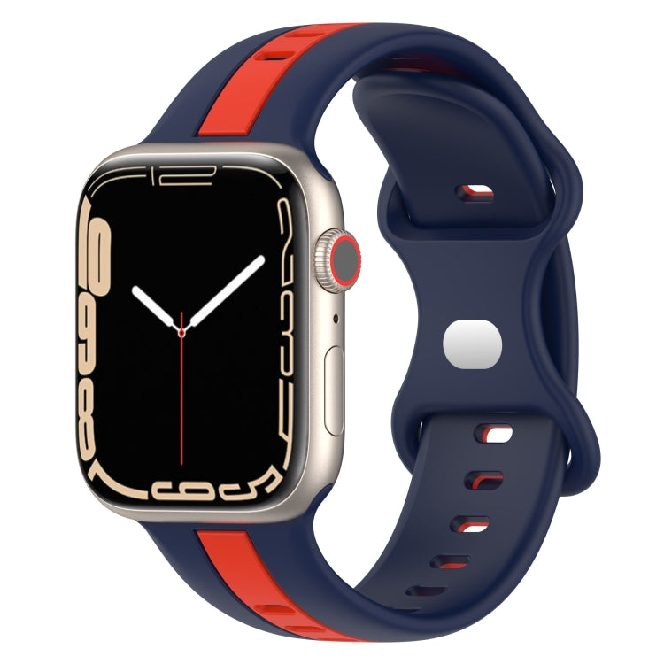 Butterfly Buckle Two-Color Silicone Watch Band For Apple Watch Series 8&7 45mm / SE 2&6&SE&5&4 44mm / 3&2&1 42mm