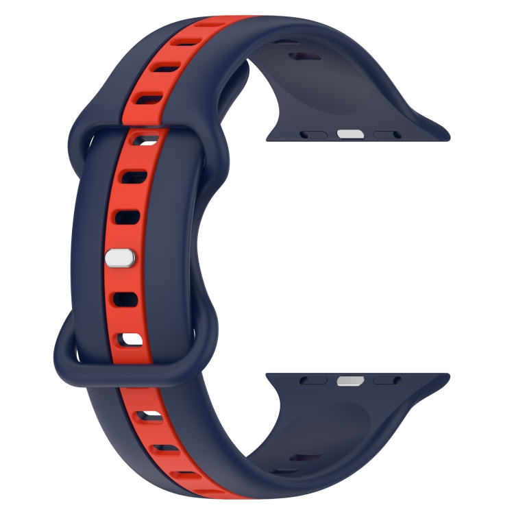 Butterfly Buckle Two-Color Silicone Watch Band For Apple Watch Series 8&7 45mm / SE 2&6&SE&5&4 44mm / 3&2&1 42mm
