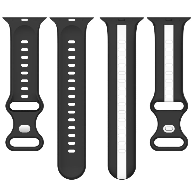 Butterfly Buckle Two-Color Silicone Watch Band For Apple Watch Series 8&7 45mm / SE 2&6&SE&5&4 44mm / 3&2&1 42mm