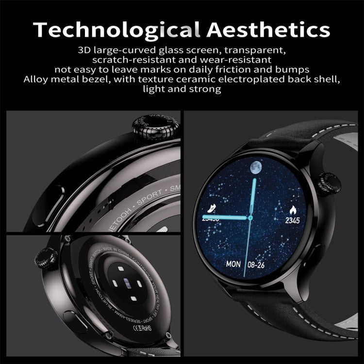 Q3 Max 1.36 inch Color Screen Smart Watch,Leather Strap,Support Heart Rate Monitoring / Blood Pressure Monitoring