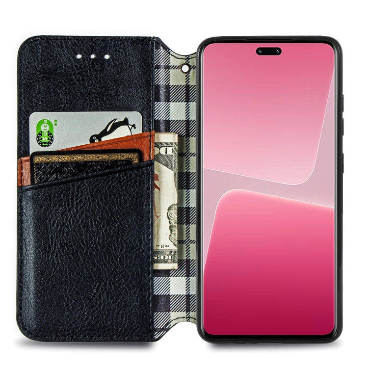 For Xiaomi 13 Lite Cubic Grid Pressed Magnetic Leather Phone Case