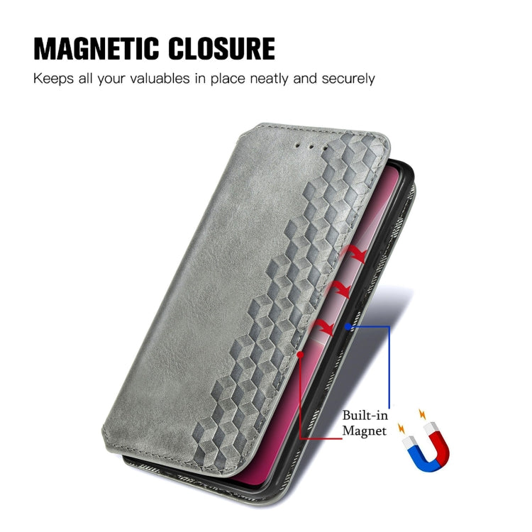 For Xiaomi 13 Lite Cubic Grid Pressed Magnetic Leather Phone Case