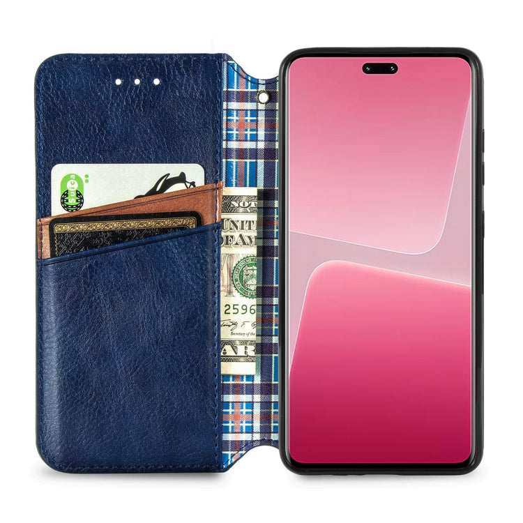 For Xiaomi 13 Lite Cubic Grid Pressed Magnetic Leather Phone Case