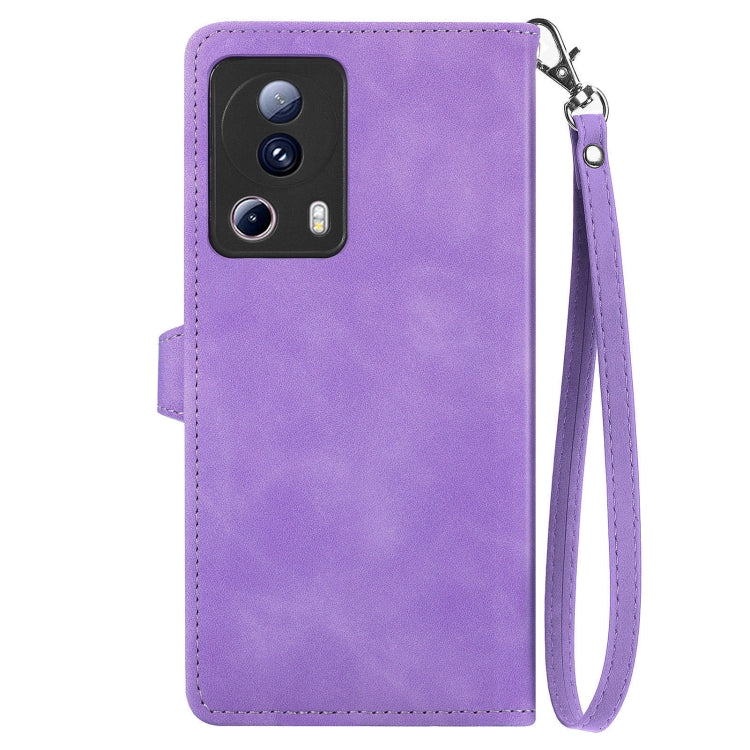 For Xiaomi 13 Lite Embossed Flower Zipper Leather Phone Case