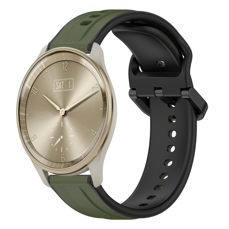 For Garmin Vivomove Trend 20mm Convex Loop Two-Color Silicone Watch Band