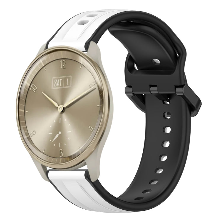 For Garmin Vivomove Trend 20mm Convex Loop Two-Color Silicone Watch Band