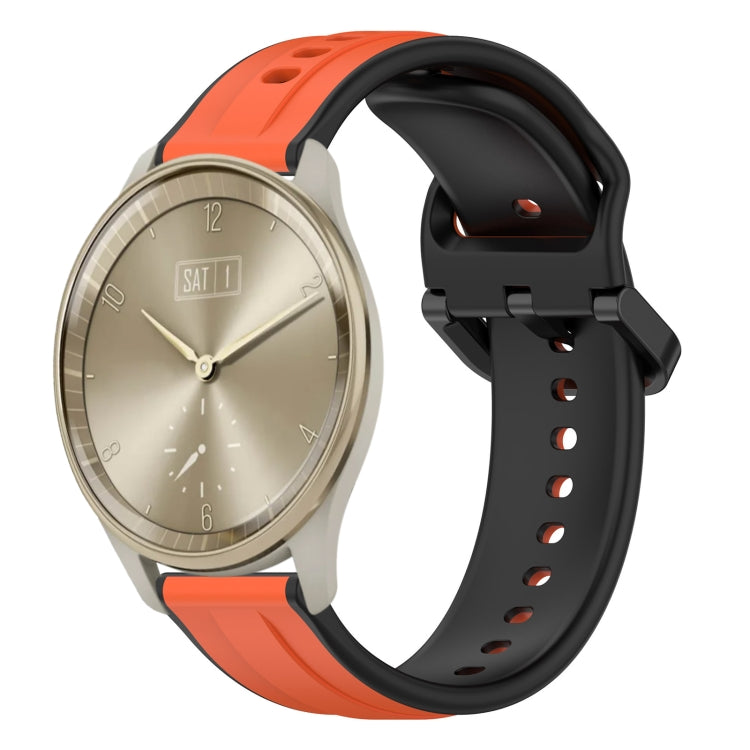 For Garmin Vivomove Trend 20mm Convex Loop Two-Color Silicone Watch Band