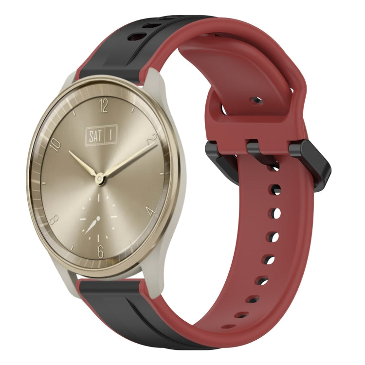 For Garmin Vivomove Trend 20mm Convex Loop Two-Color Silicone Watch Band