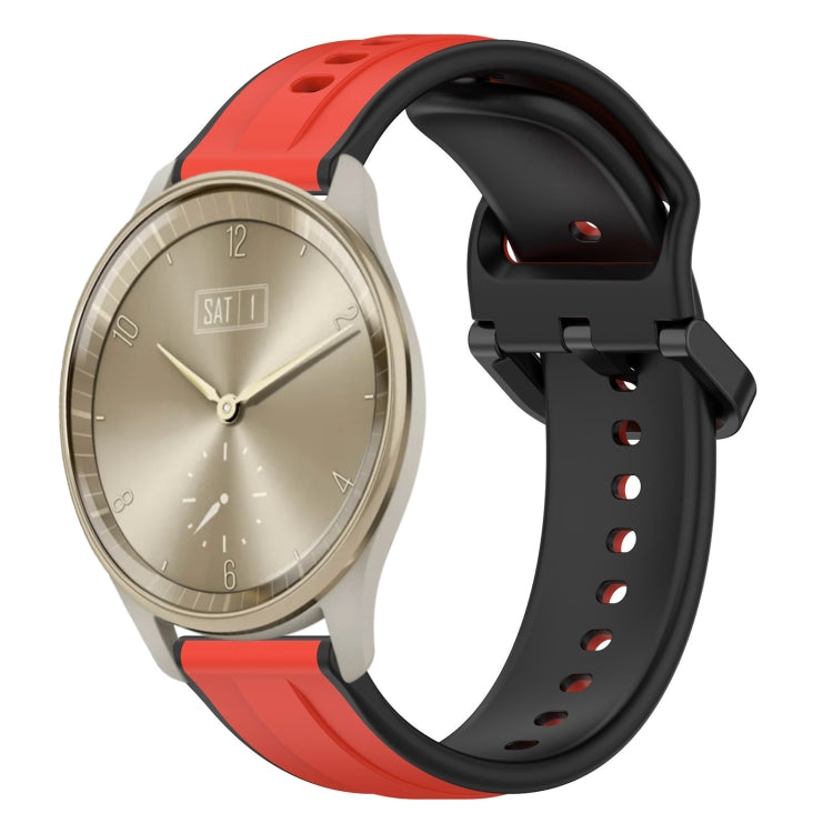 For Garmin Vivomove Trend 20mm Convex Loop Two-Color Silicone Watch Band