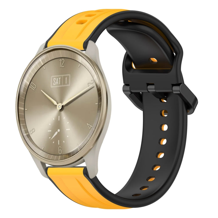 For Garmin Vivomove Trend 20mm Convex Loop Two-Color Silicone Watch Band