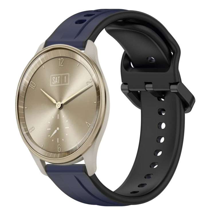 For Garmin Vivomove Trend 20mm Convex Loop Two-Color Silicone Watch Band