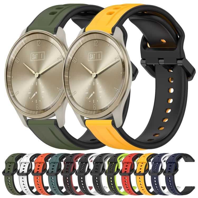 For Garmin Vivomove Trend 20mm Convex Loop Two-Color Silicone Watch Band