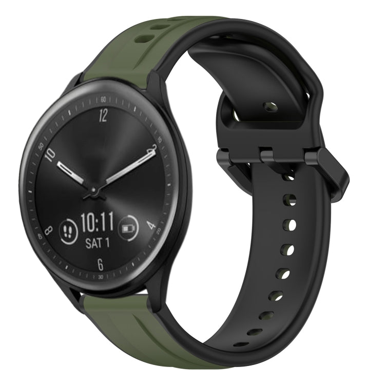 For Garmin Vivomove Sport 20mm Convex Loop Two-Color Silicone Watch Band