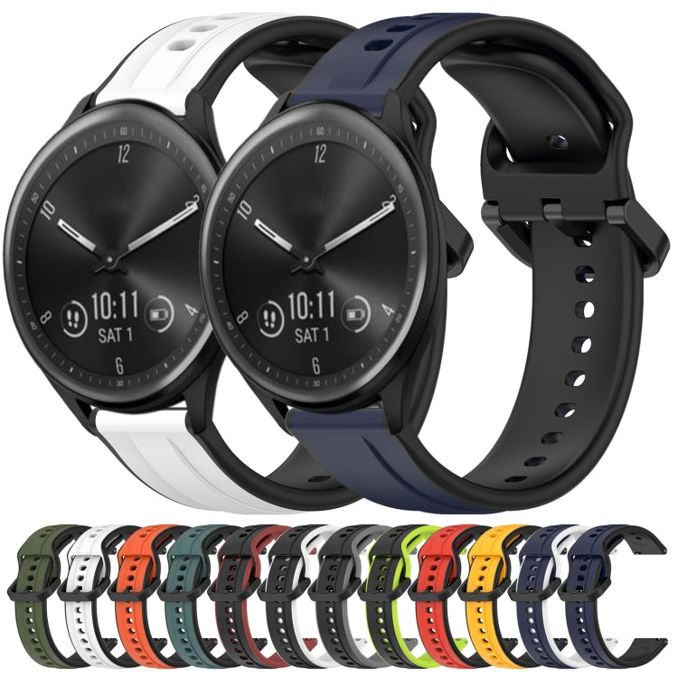 For Garmin Vivomove Sport 20mm Convex Loop Two-Color Silicone Watch Band