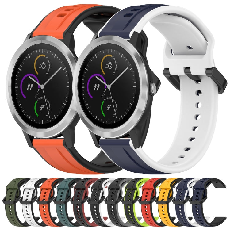 For Garmin Vivoactive3 20mm Convex Loop Two-Color Silicone Watch Band