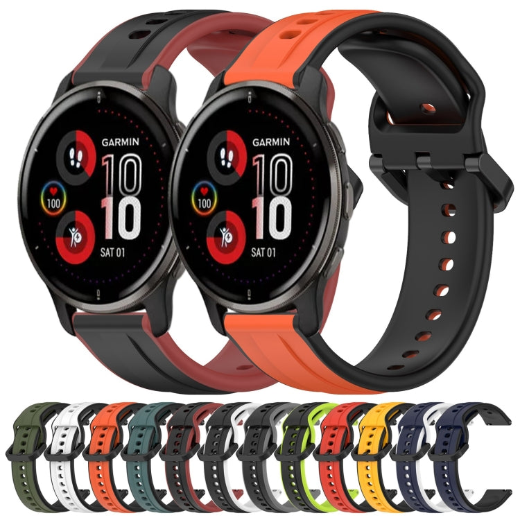 For Garmin Venu 2 Plus 20mm Convex Loop Two-Color Silicone Watch Band