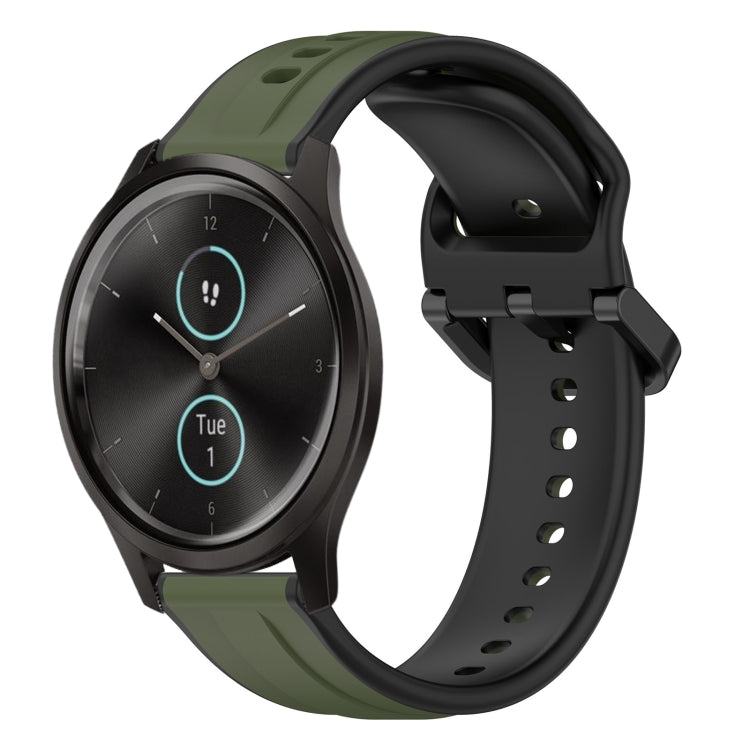 For Garmin VivoMove Style 20mm Convex Loop Two-Color Silicone Watch Band