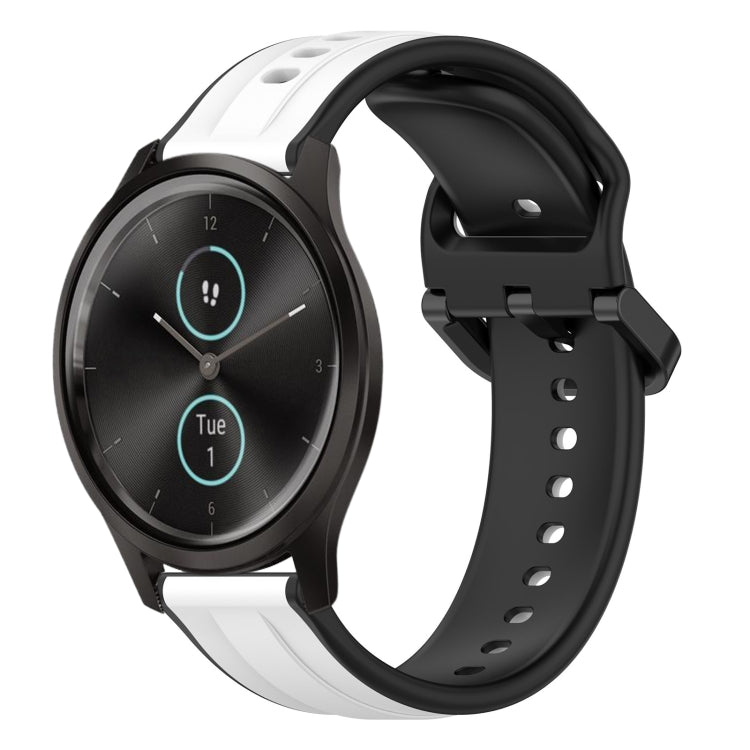 For Garmin VivoMove Style 20mm Convex Loop Two-Color Silicone Watch Band
