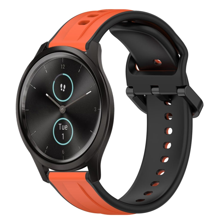 For Garmin VivoMove Style 20mm Convex Loop Two-Color Silicone Watch Band