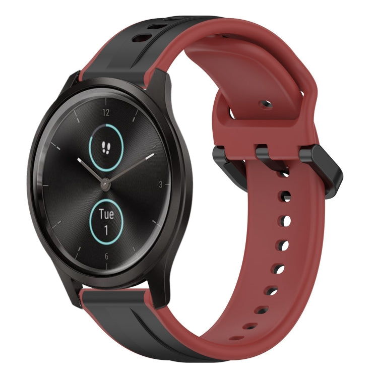 For Garmin VivoMove Style 20mm Convex Loop Two-Color Silicone Watch Band