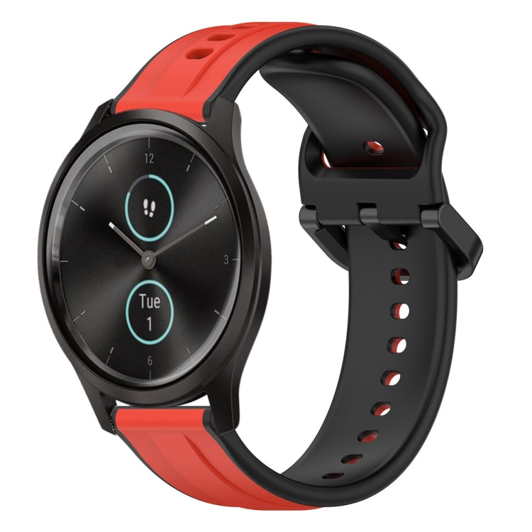 For Garmin VivoMove Style 20mm Convex Loop Two-Color Silicone Watch Band