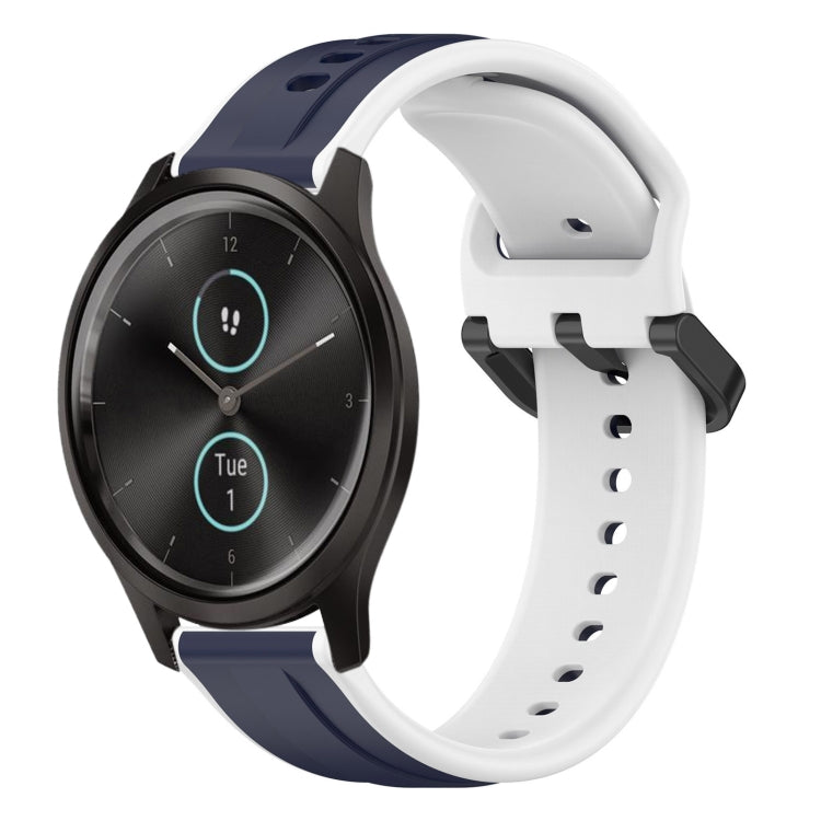 For Garmin VivoMove Style 20mm Convex Loop Two-Color Silicone Watch Band