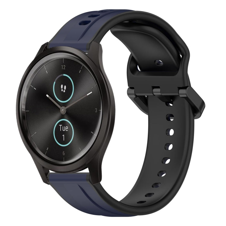 For Garmin VivoMove Style 20mm Convex Loop Two-Color Silicone Watch Band