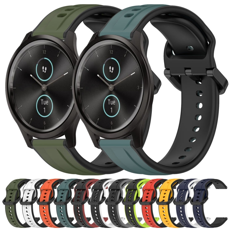 For Garmin VivoMove Style 20mm Convex Loop Two-Color Silicone Watch Band