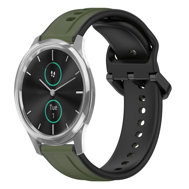 For Garmin VivoMove Luxe 20mm Convex Loop Two-Color Silicone Watch Band