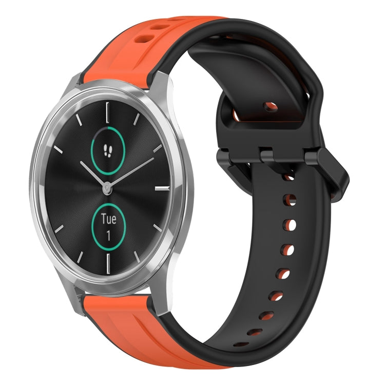 For Garmin VivoMove Luxe 20mm Convex Loop Two-Color Silicone Watch Band