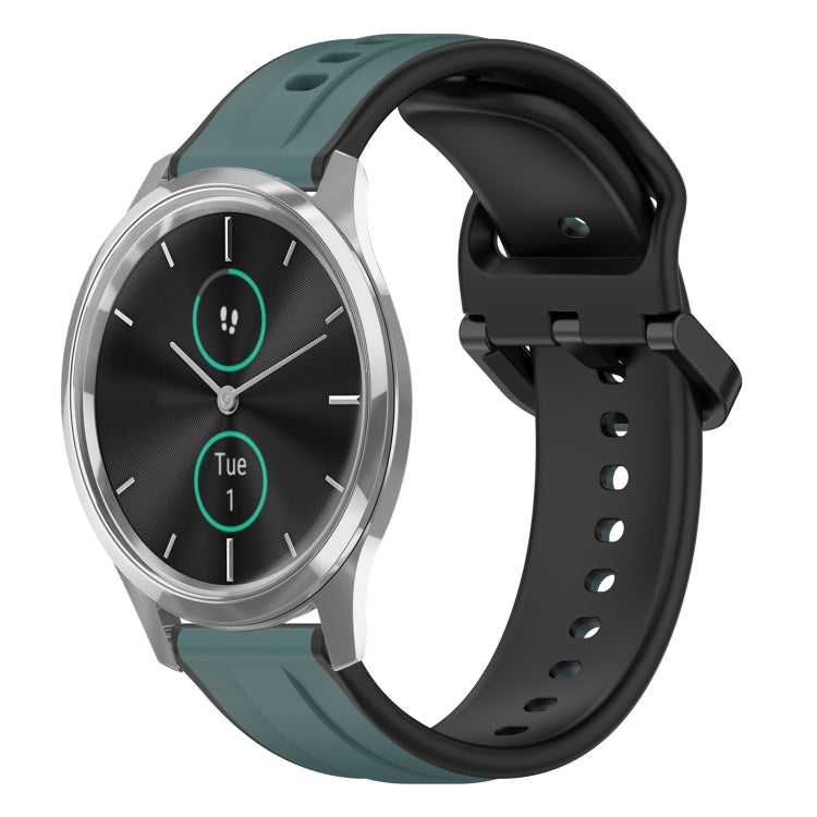 For Garmin VivoMove Luxe 20mm Convex Loop Two-Color Silicone Watch Band