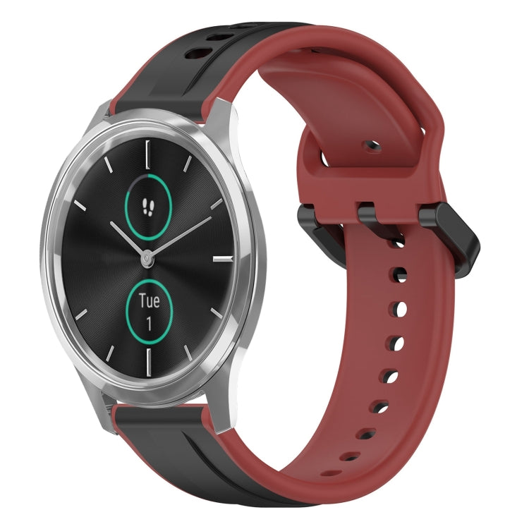 For Garmin VivoMove Luxe 20mm Convex Loop Two-Color Silicone Watch Band