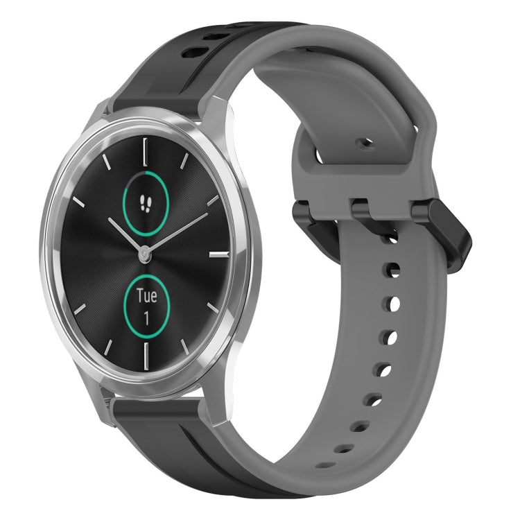 For Garmin VivoMove Luxe 20mm Convex Loop Two-Color Silicone Watch Band