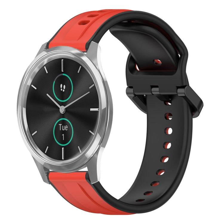 For Garmin VivoMove Luxe 20mm Convex Loop Two-Color Silicone Watch Band